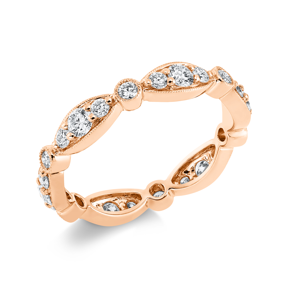 diamond full cut modern woman ring in red gold
