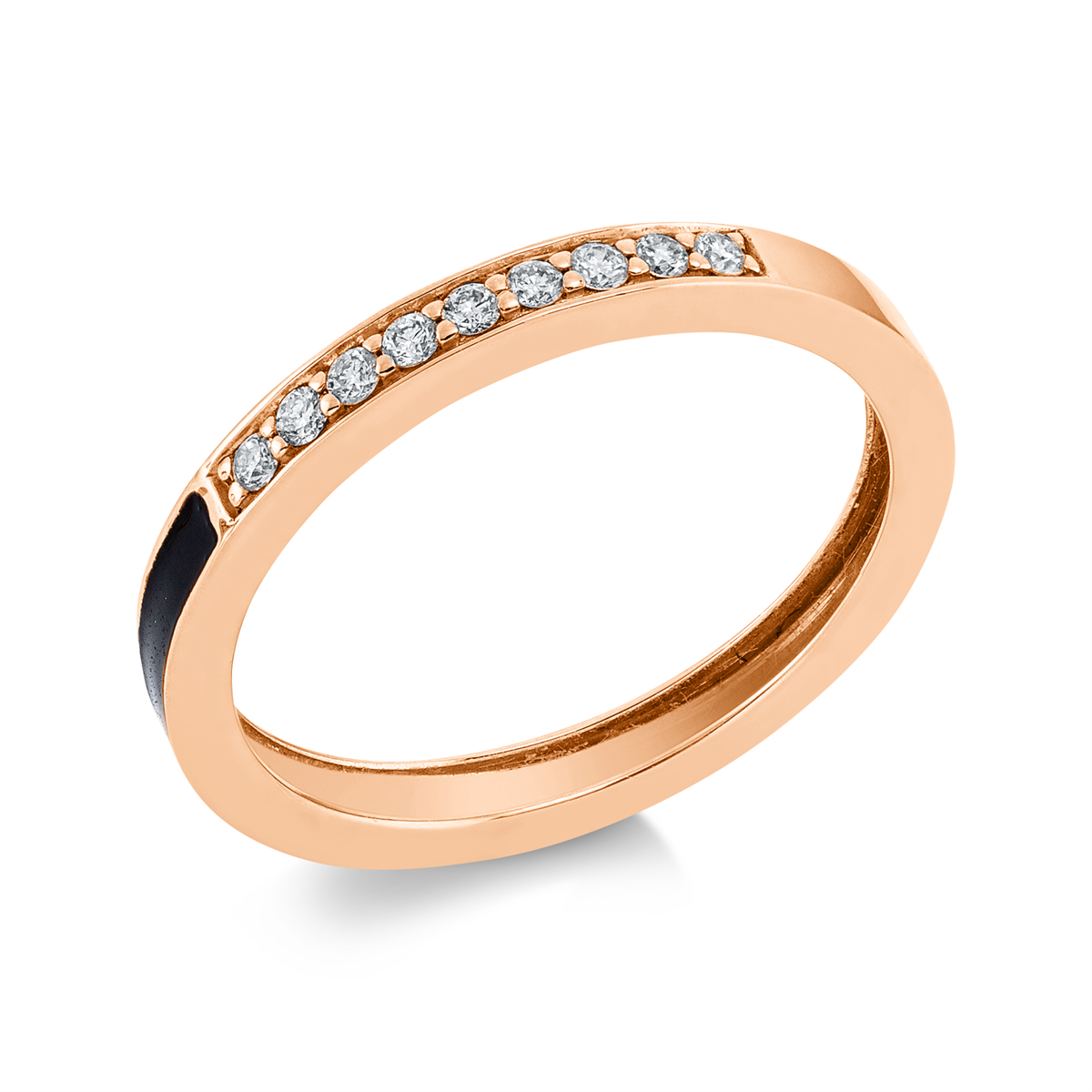 diamond full cut enamel eternity half ring in red gold
