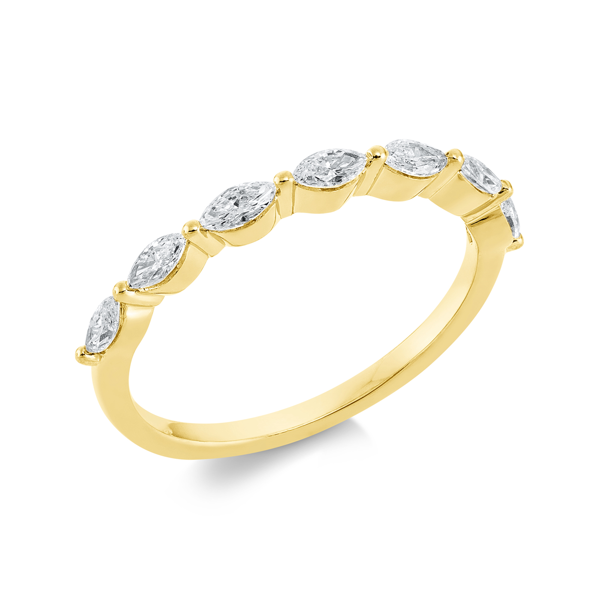 marquise eternity half ring in yellow gold
