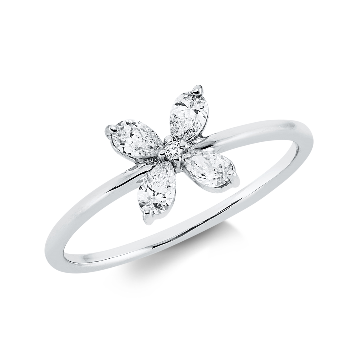 diamond full cut modern woman ring in white gold