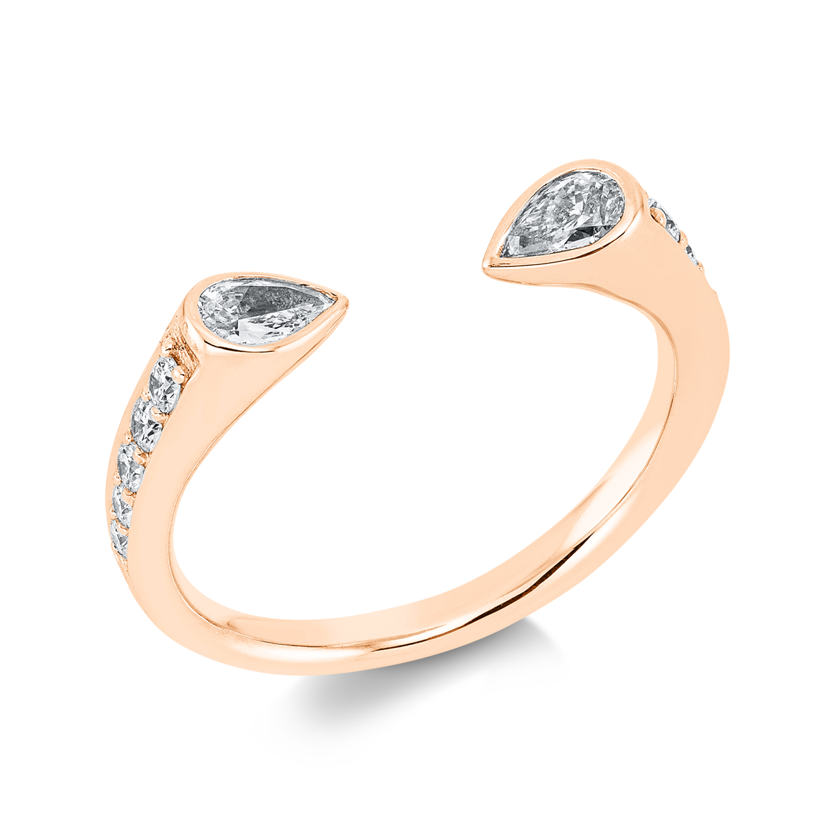diamond full cut modern woman ring in red gold