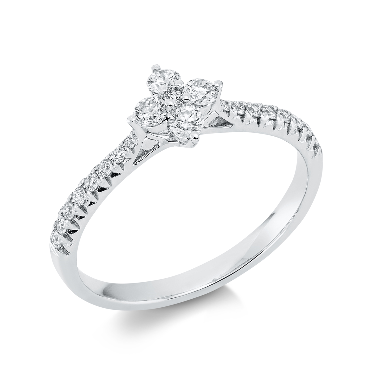 diamond full cut modern woman ring in white gold
