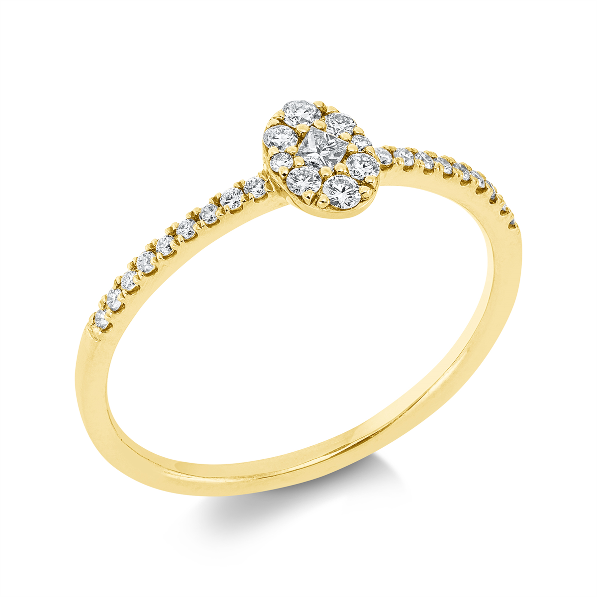diamond full cut illusion classic ring in yellow gold