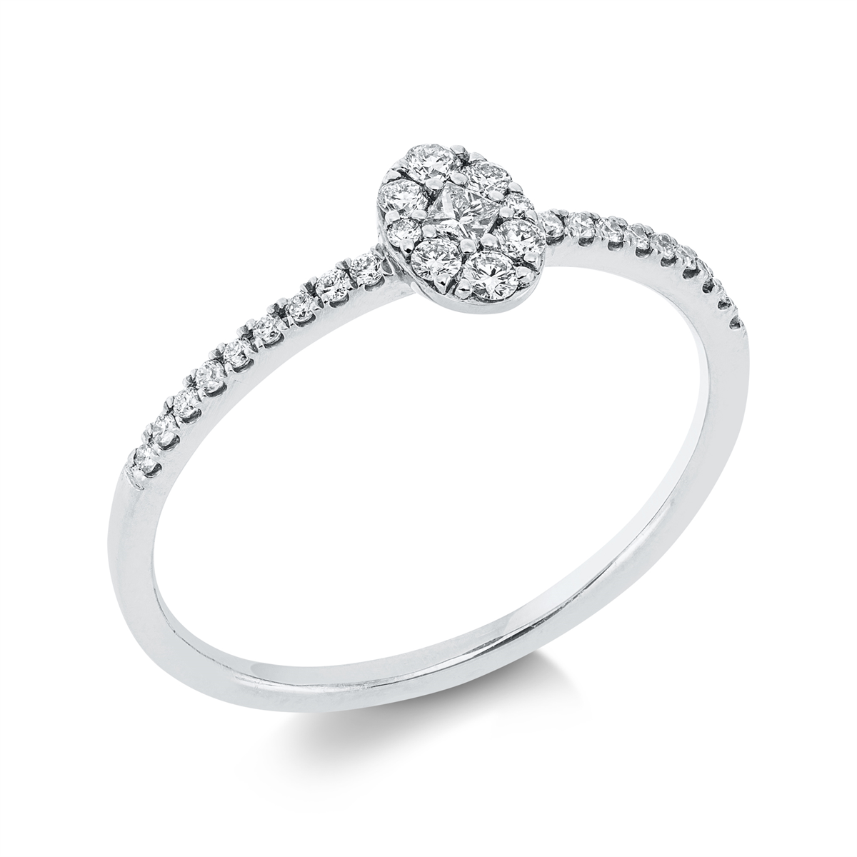 diamond full cut illusion classic ring in white gold