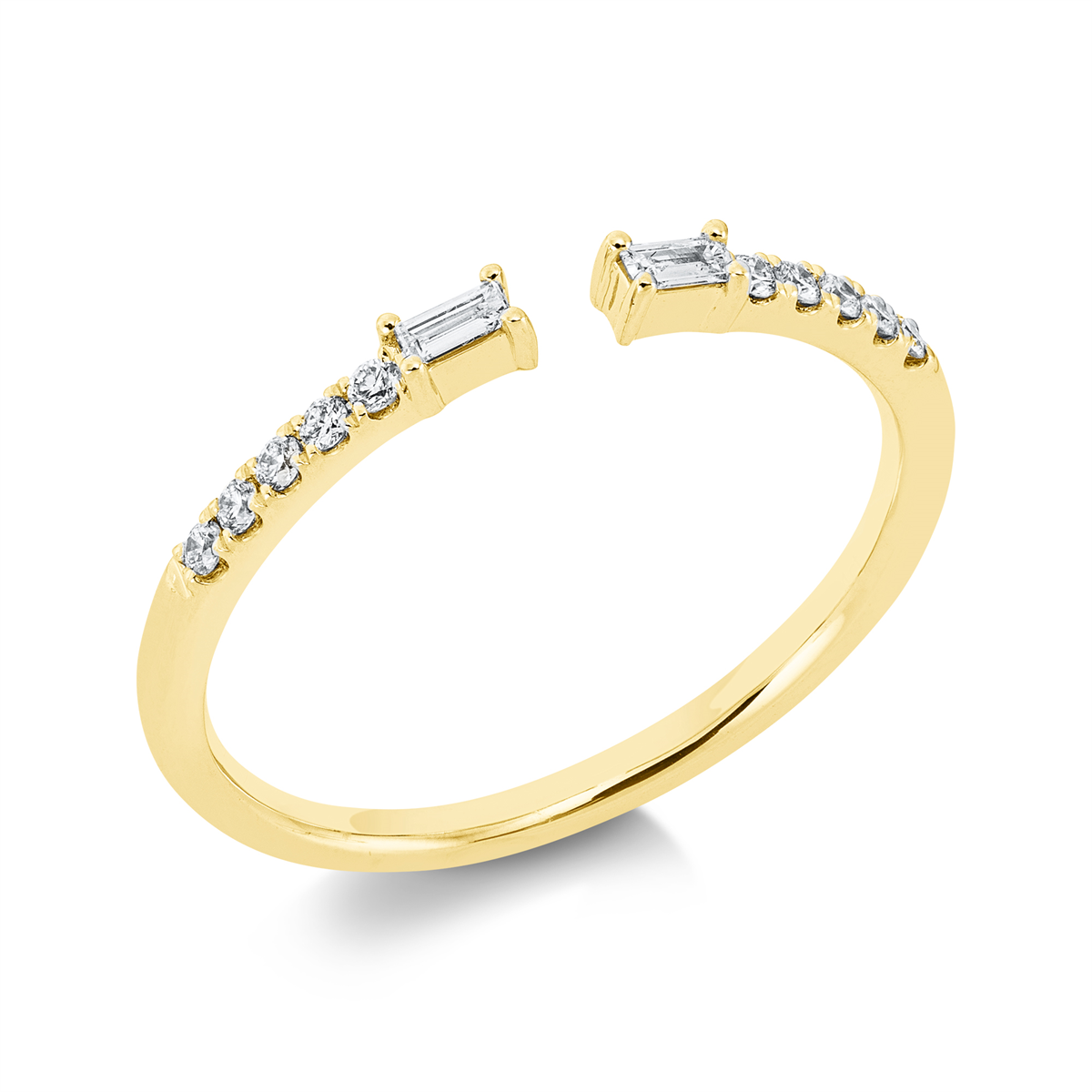 diamond full cut baguette ring in yellow gold
