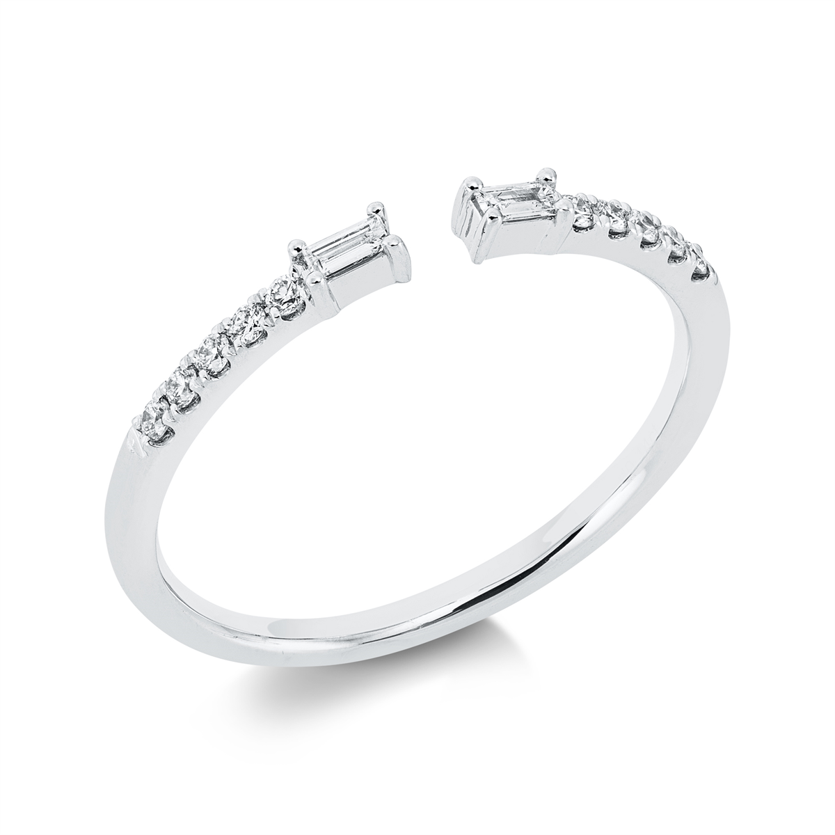 diamond full cut baguette ring in white gold