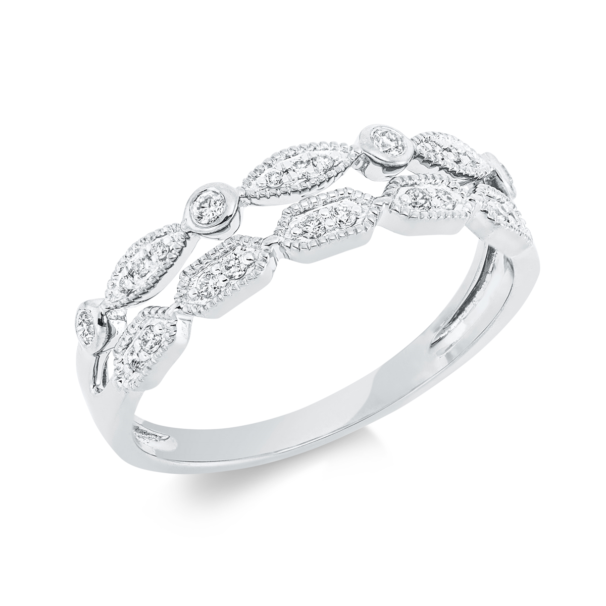 diamond full cut modern woman ring in white gold