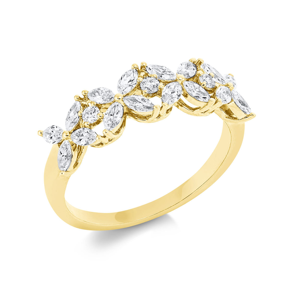 diamond full cut modern woman ring in yellow gold