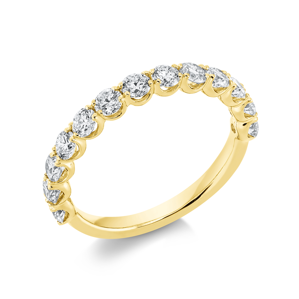 diamond full cut eternity half ring in yellow gold