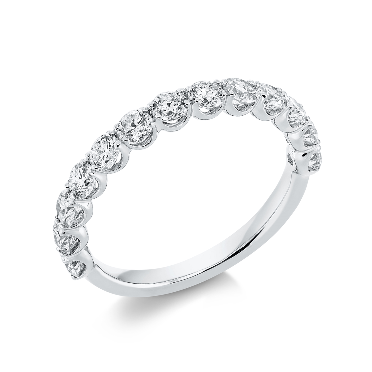 diamond full cut eternity half ring in white gold