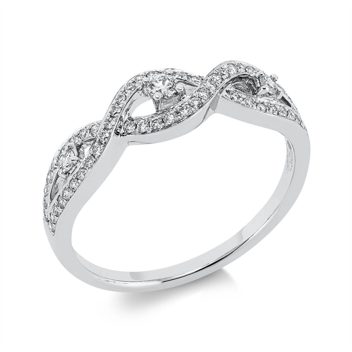 diamond full cut modern woman ring in white gold