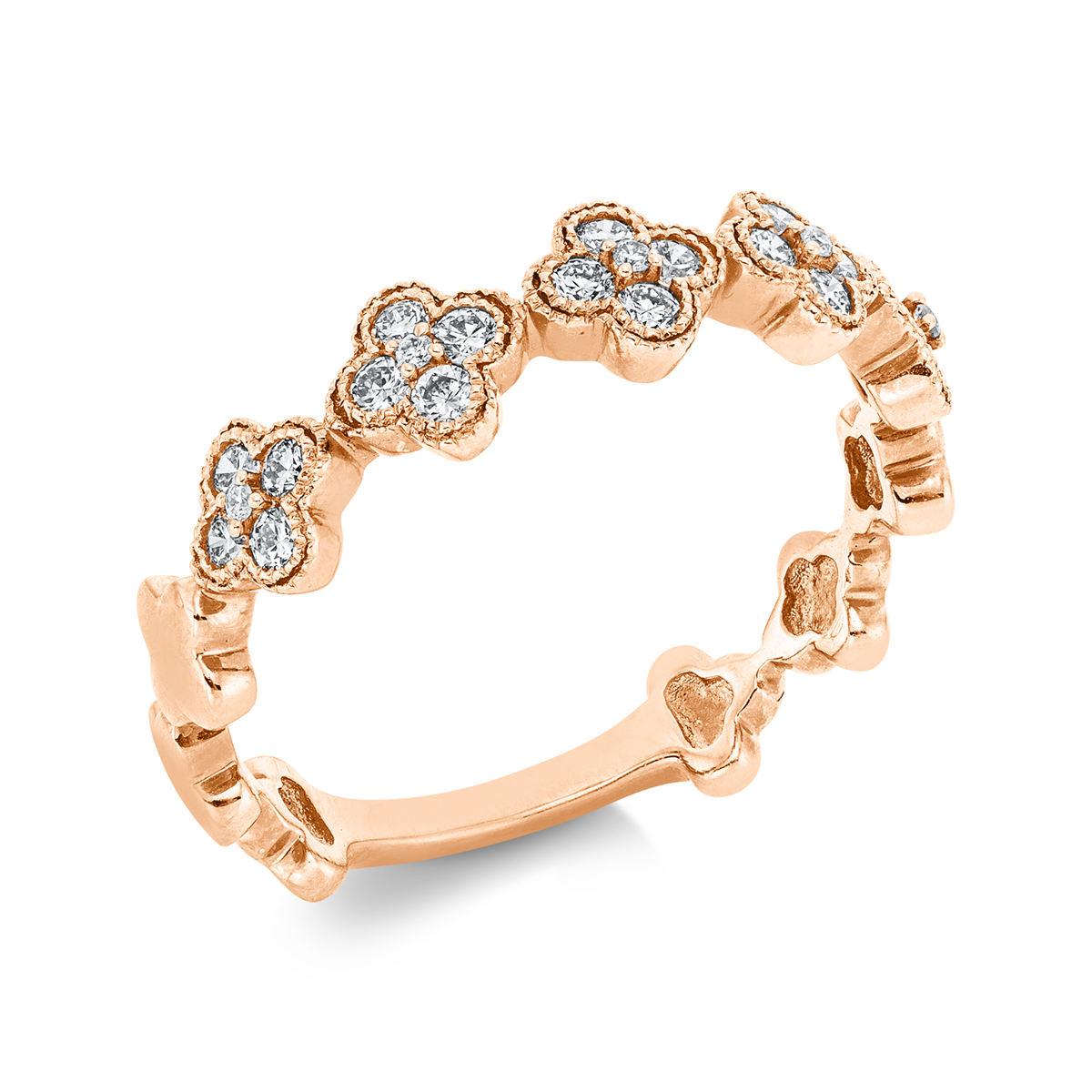 diamond full cut modern woman ring in red gold