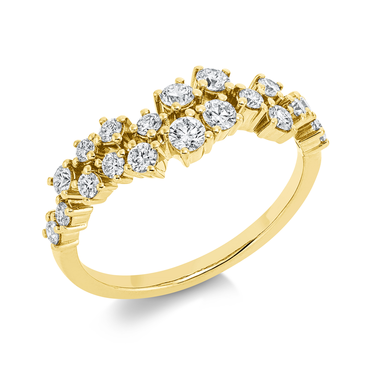 diamond full cut modern woman ring in yellow gold