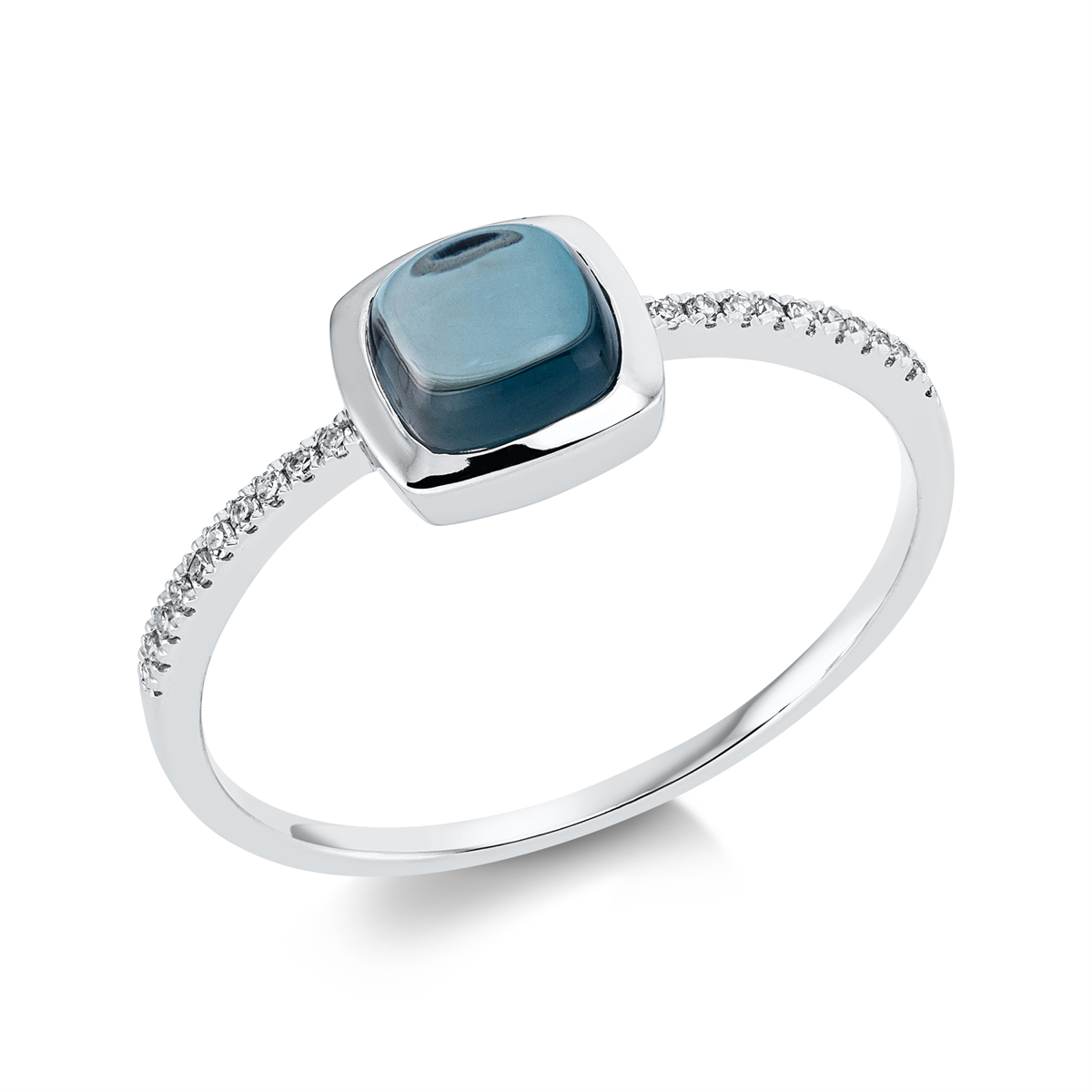 diamond single cut topaz colored stone fashion ring in white gold