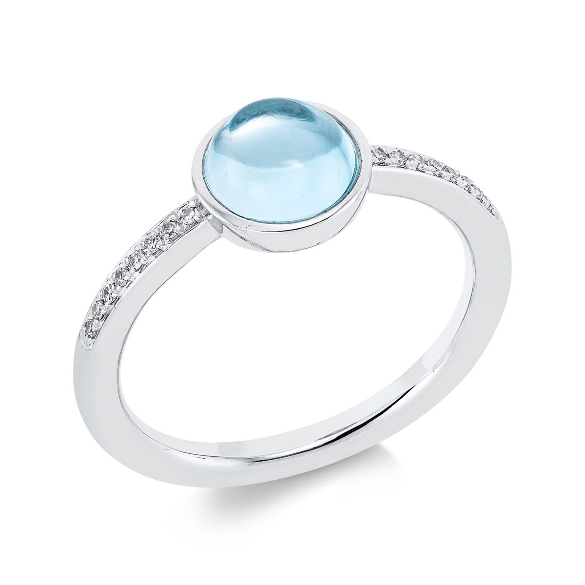 diamond single cut topaz colored stone fashion ring in white gold