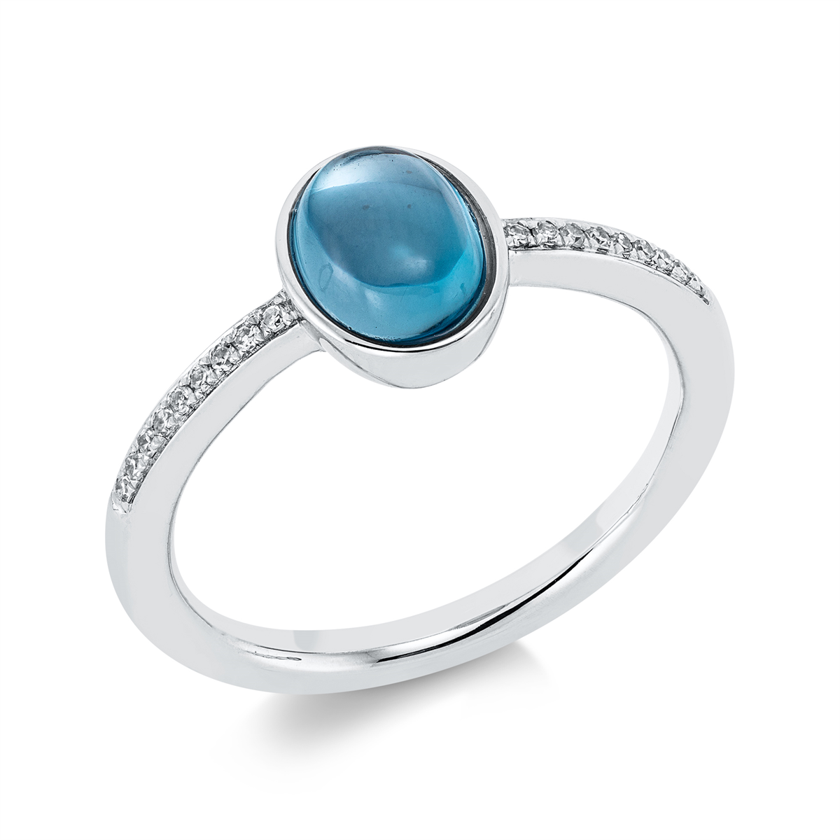 diamond single cut topaz colored stone fashion ring in white gold