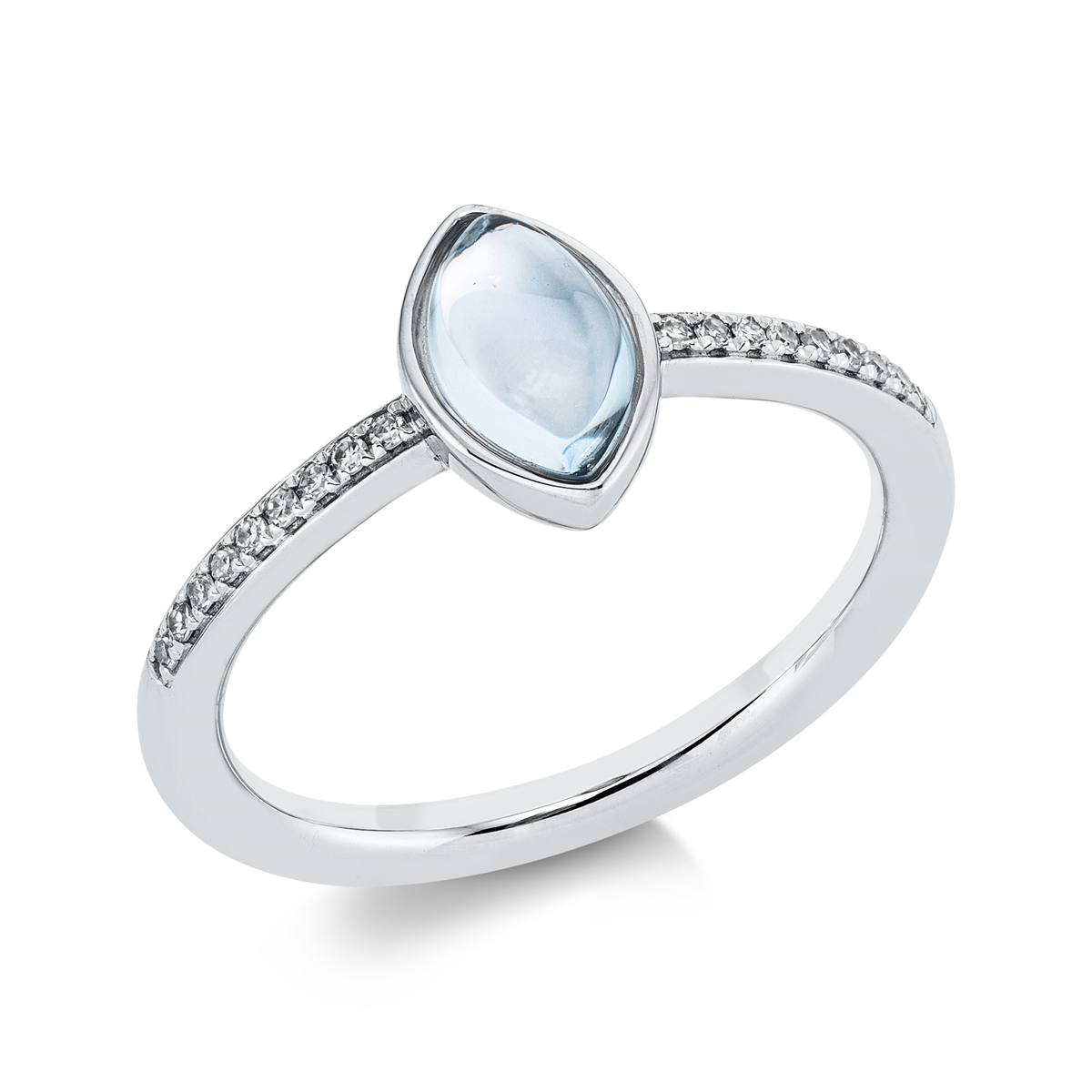 diamond single cut topaz colored stone fashion ring in white gold