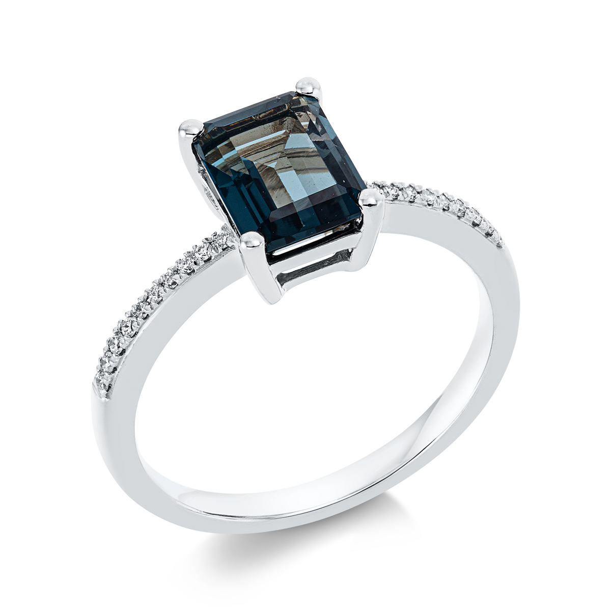 diamond full cut topaz colored stone fashion ring in white gold