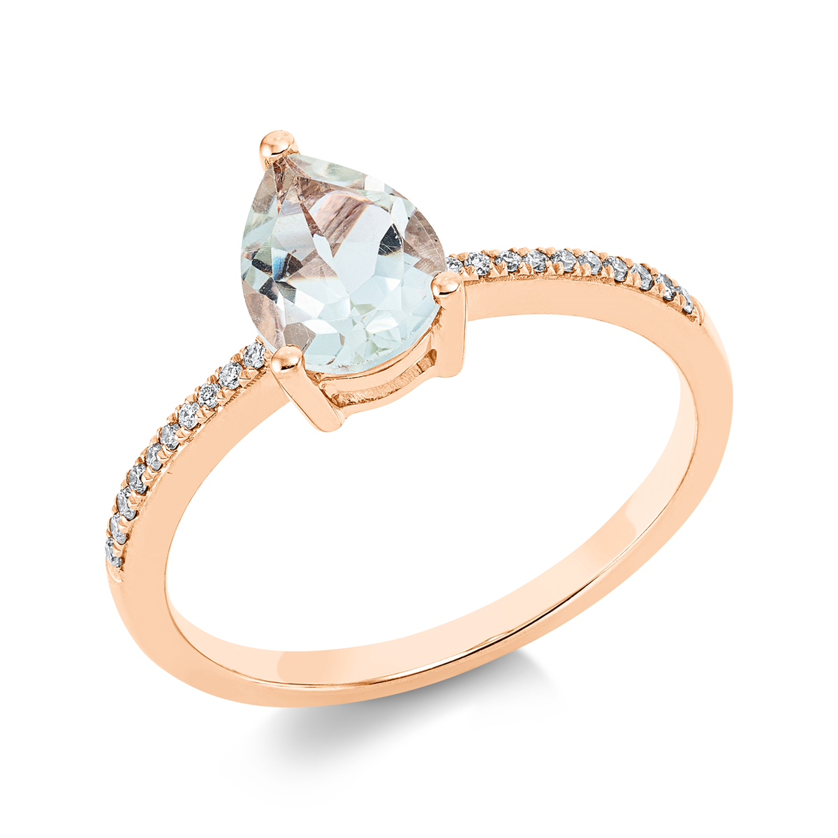diamond full cut amethyst colored stone fashion ring in red gold