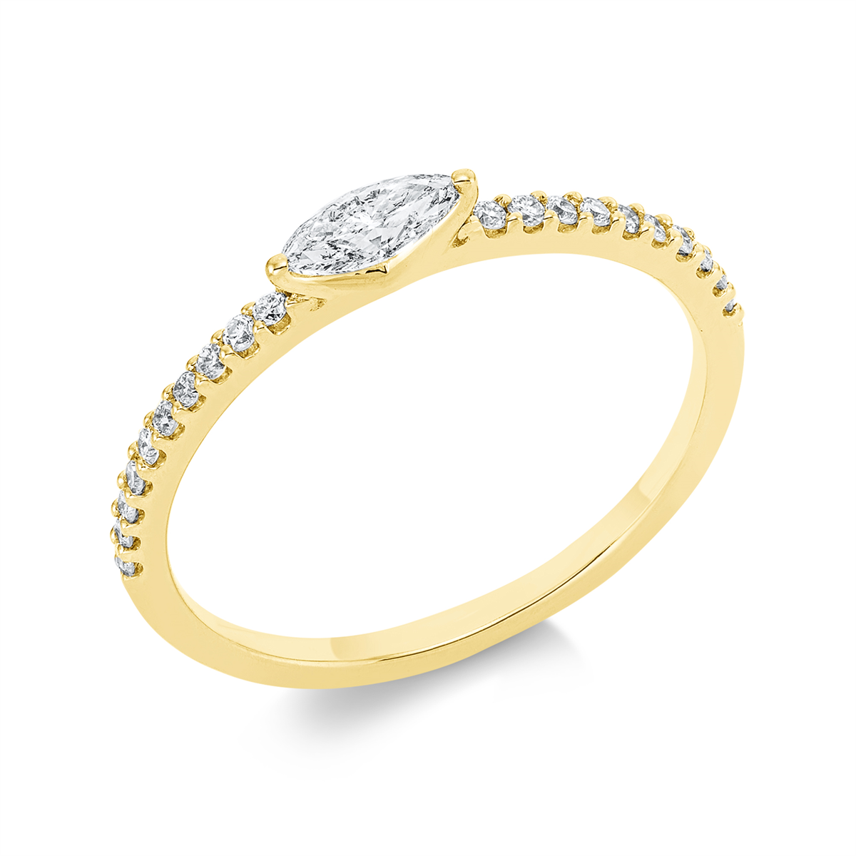 diamond full cut solitaire with accent stones ring in yellow gold