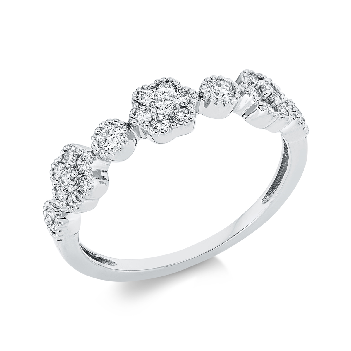 diamond full cut modern woman ring in white gold