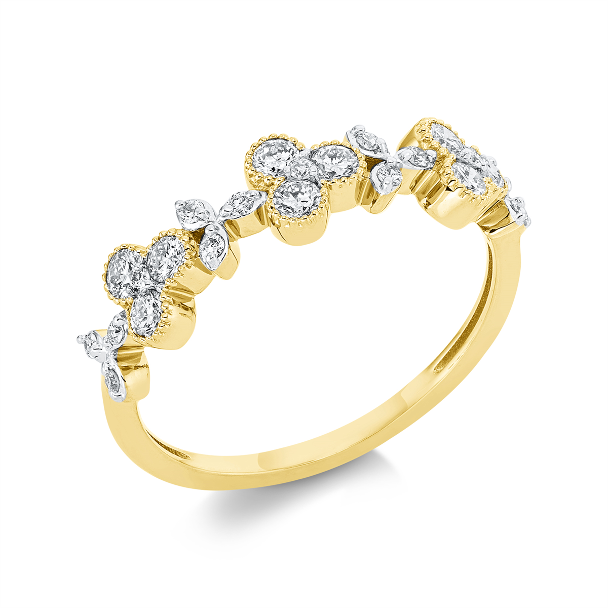 diamond full cut modern woman ring in yellow gold / white gold