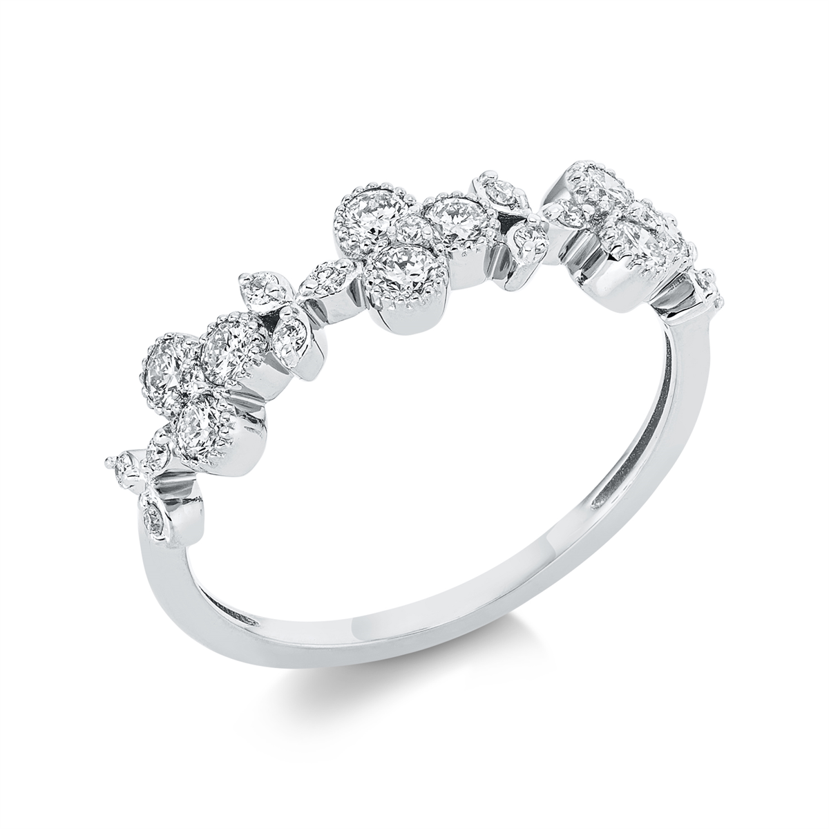 diamond full cut modern woman ring in white gold