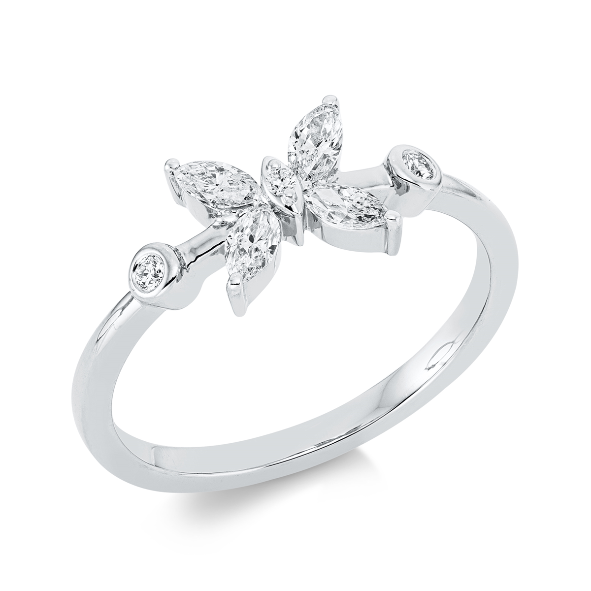 diamond full cut modern woman ring in white gold