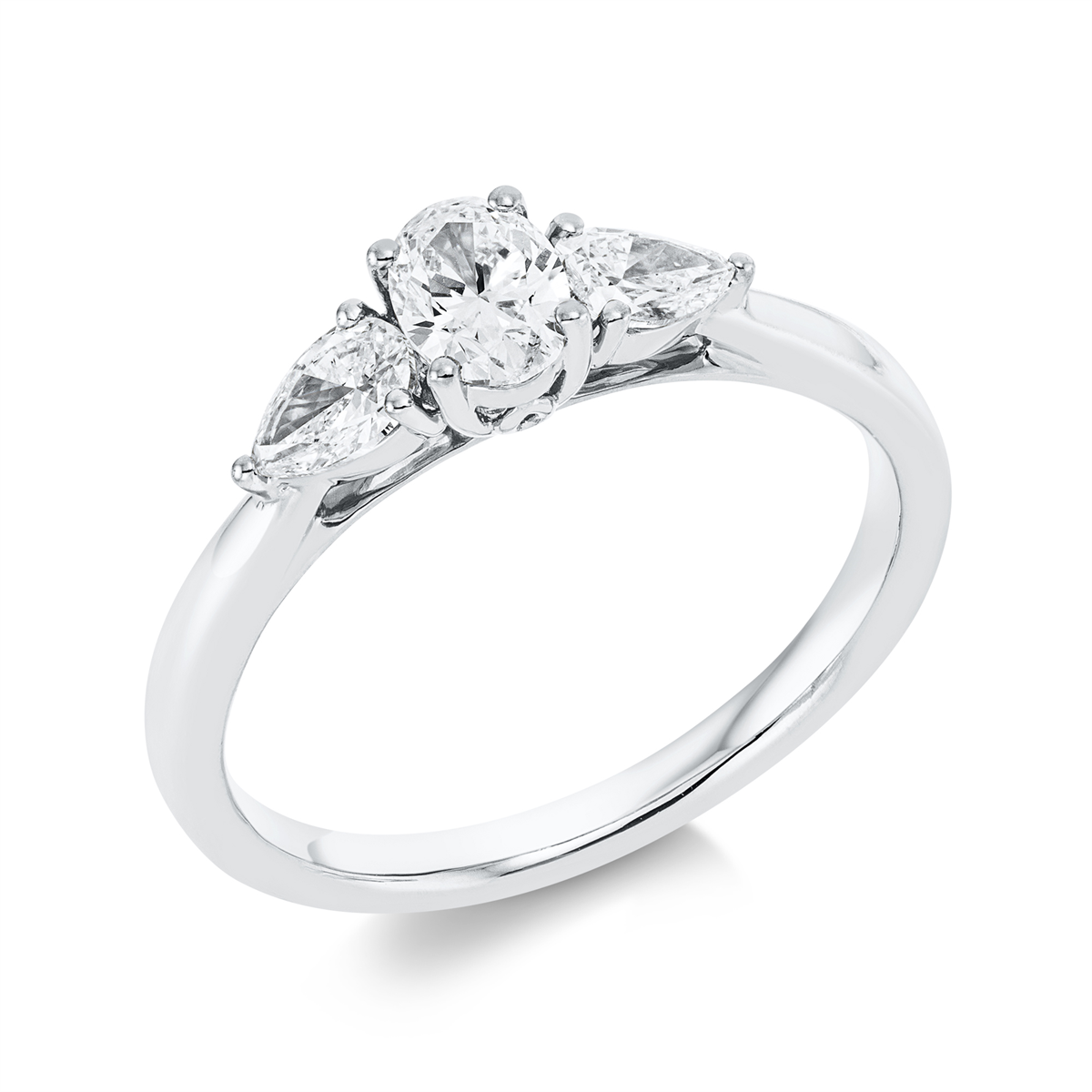 pear shape solitaire with accent stones ring in white gold