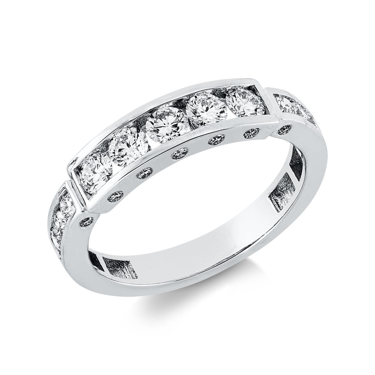diamond full cut modern woman ring in white gold