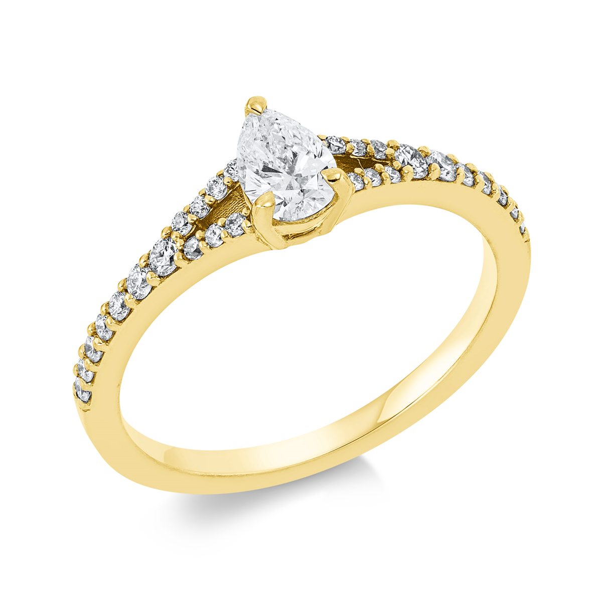 diamond full cut solitaire with accent stones ring in yellow gold