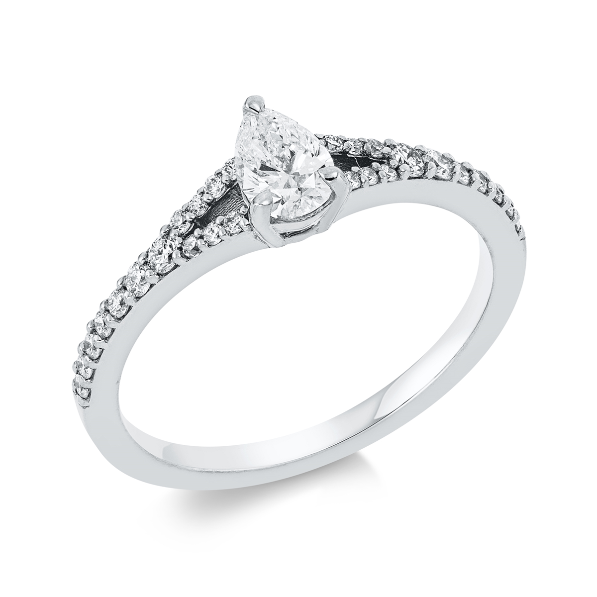 diamond full cut solitaire with accent stones ring in white gold