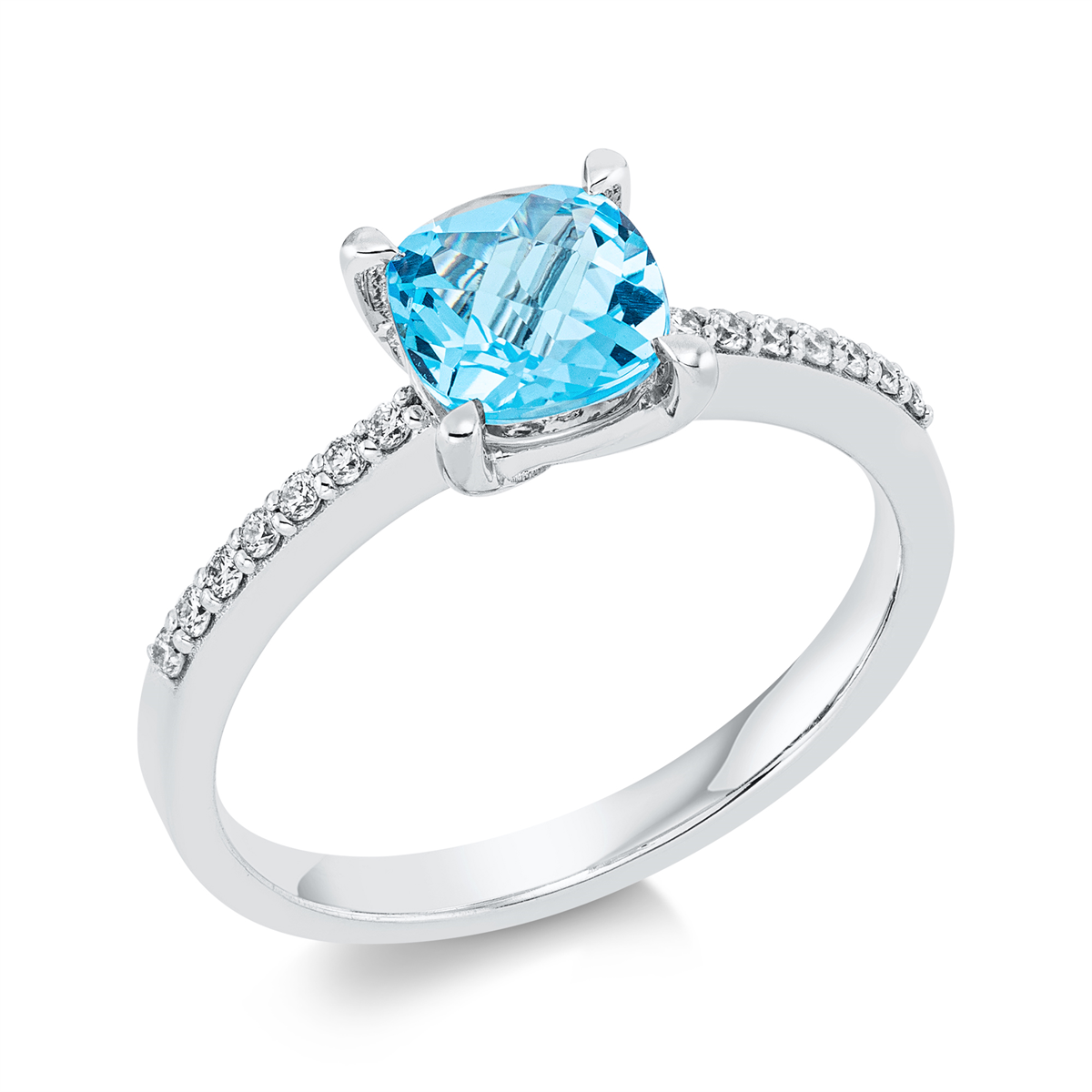 diamond full cut topaz colored stone fashion ring in white gold