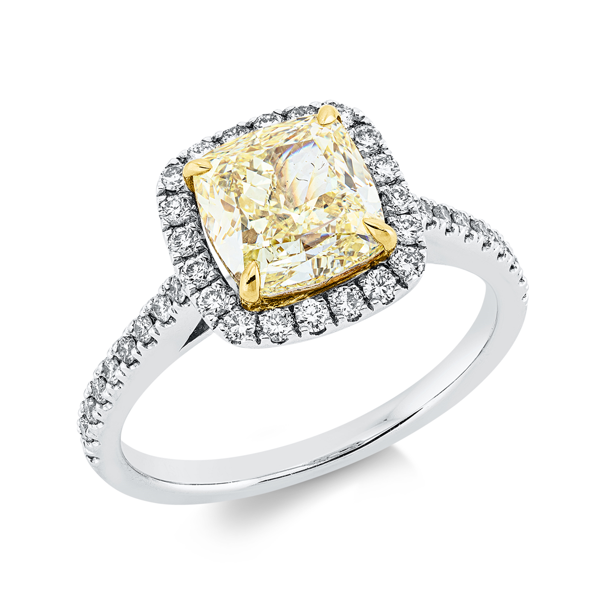 diamond full cut fancy colored diamond ring in yellow gold platinum 950