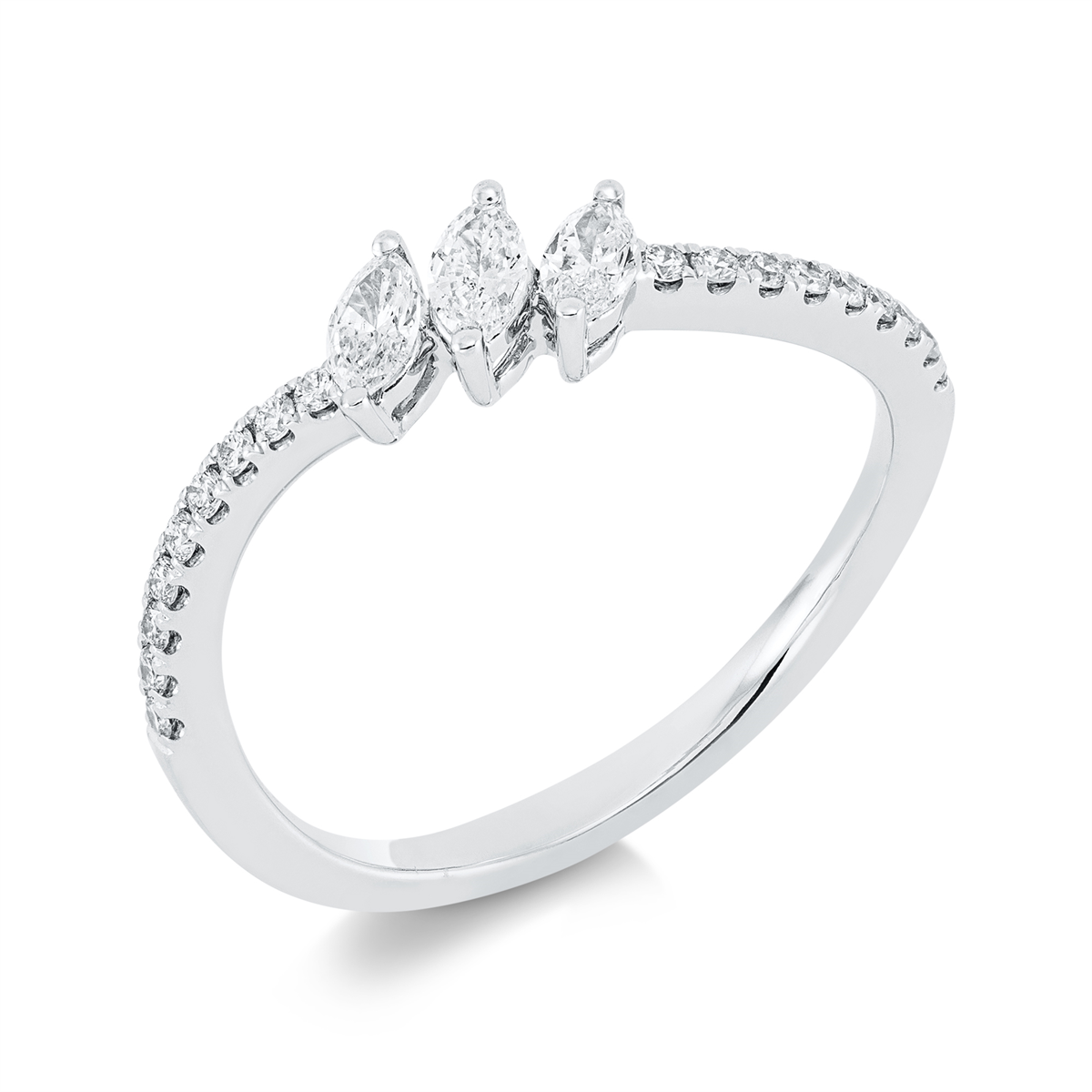 diamond full cut modern woman ring in white gold