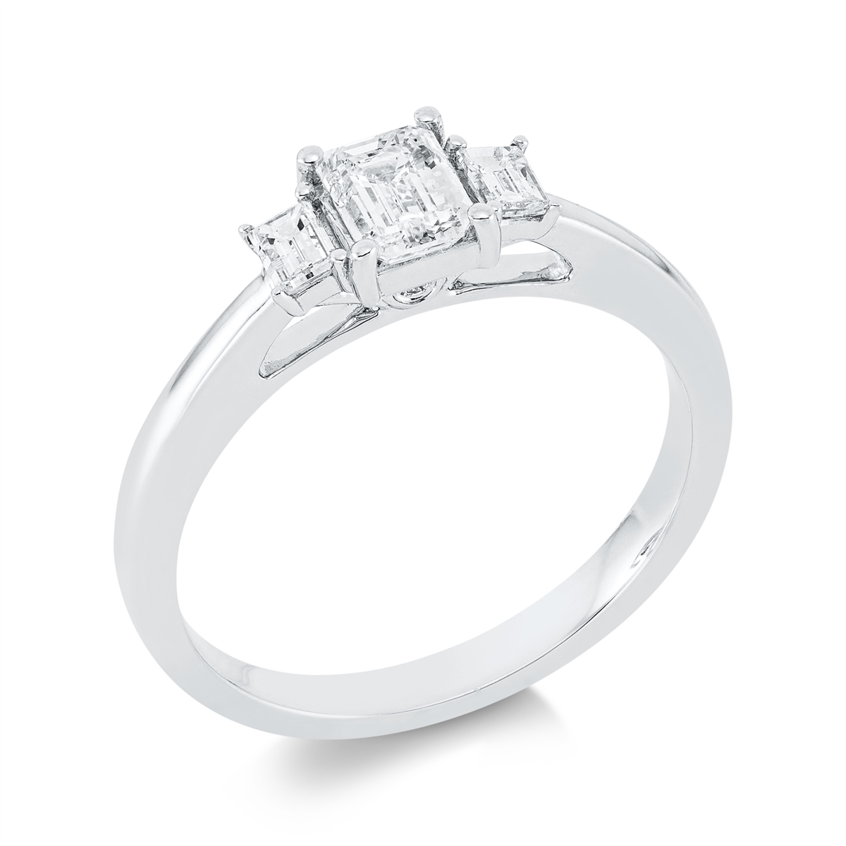 diamond full cut solitaire with accent stones ring in white gold