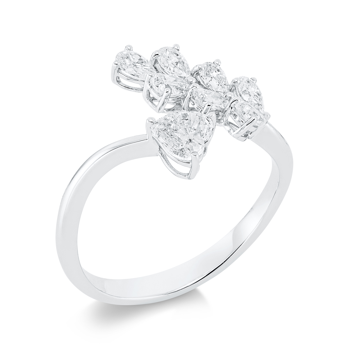 pear shape modern woman ring in white gold