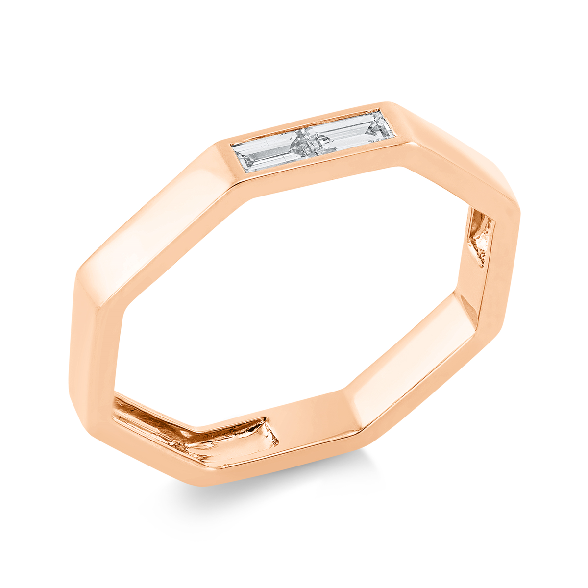 baguette baguette ring in red gold