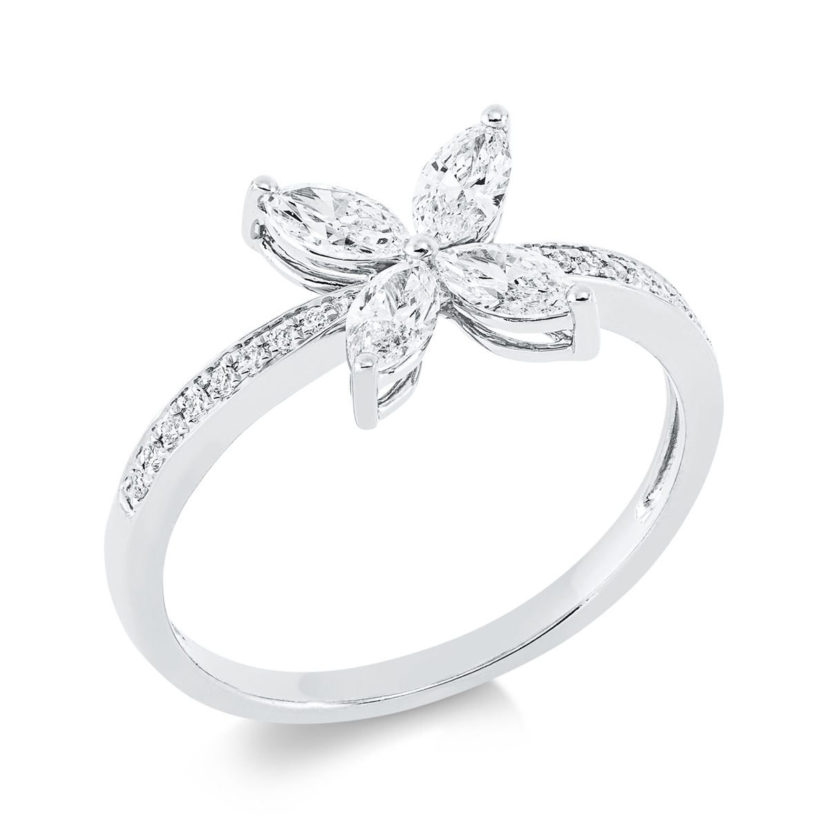 diamond full cut modern woman ring in white gold