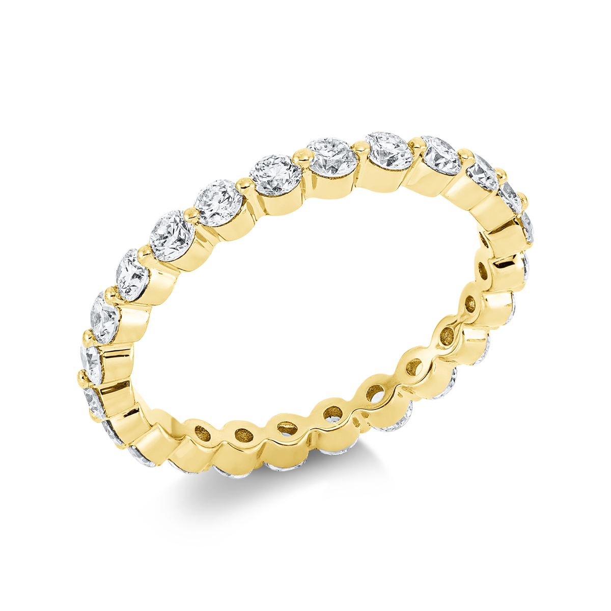 diamond full cut eternity full ring in yellow gold