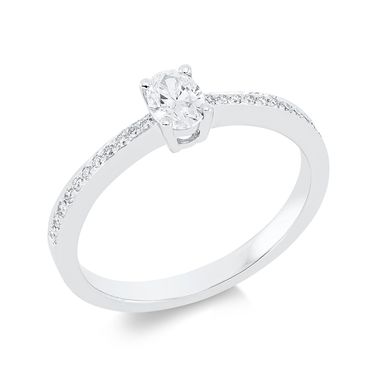 diamond full cut solitaire with accent stones ring in white gold
