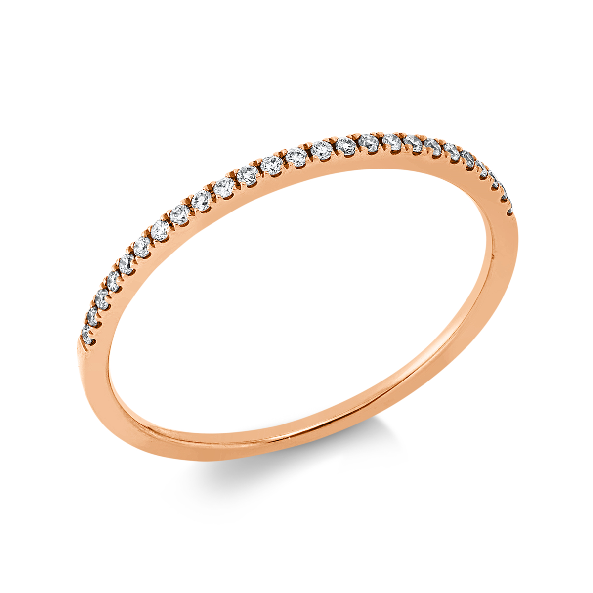 diamond full cut eternity half ring in red gold