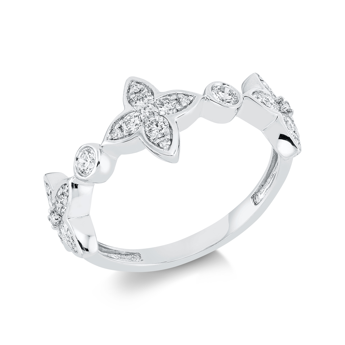 diamond full cut modern woman ring in white gold