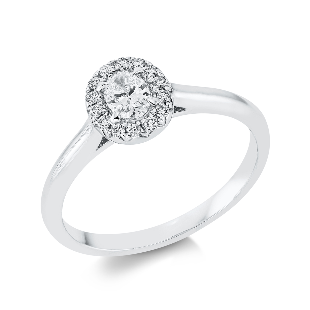 diamond full cut solitaire with accent stones ring in white gold