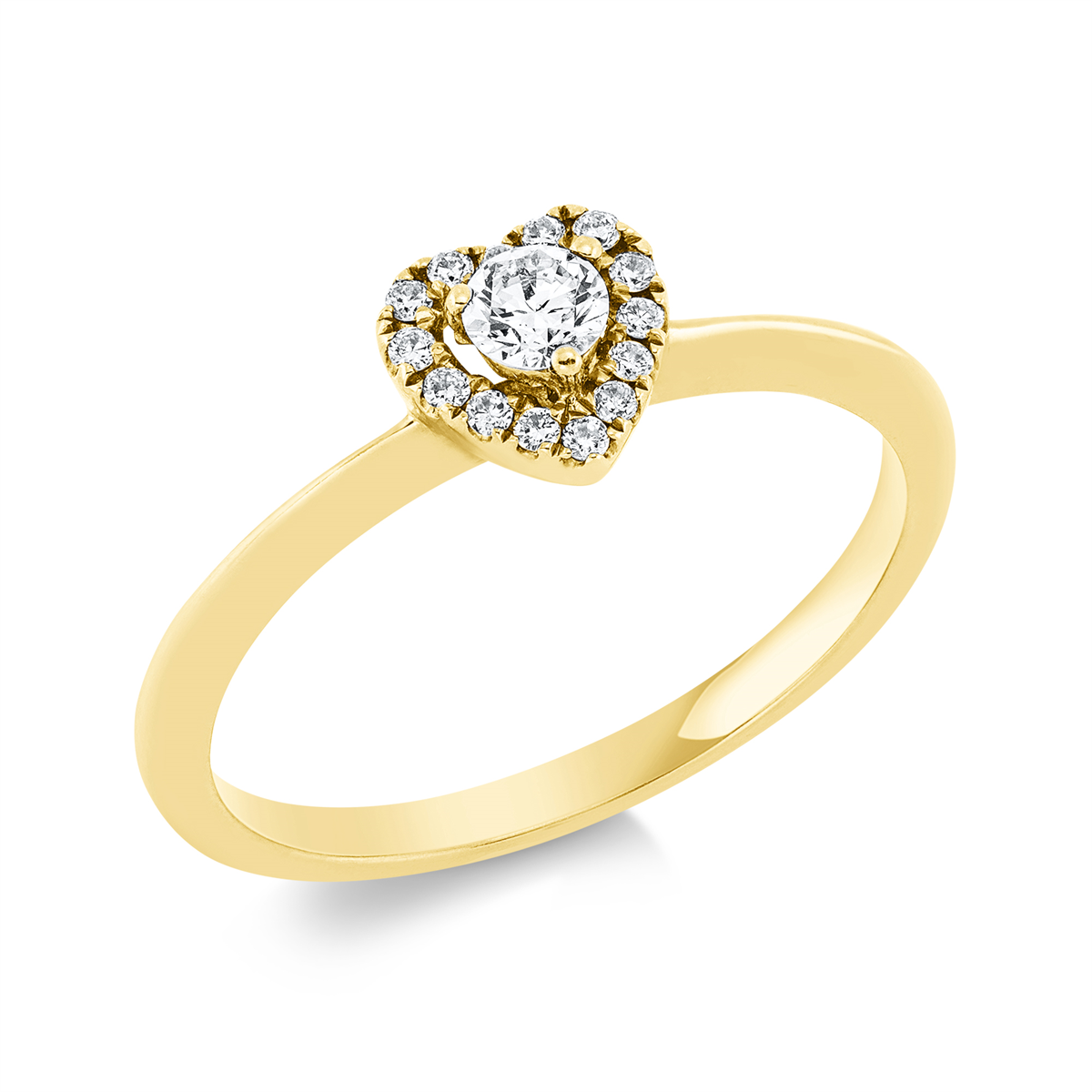 diamond full cut solitaire with accent stones ring in yellow gold