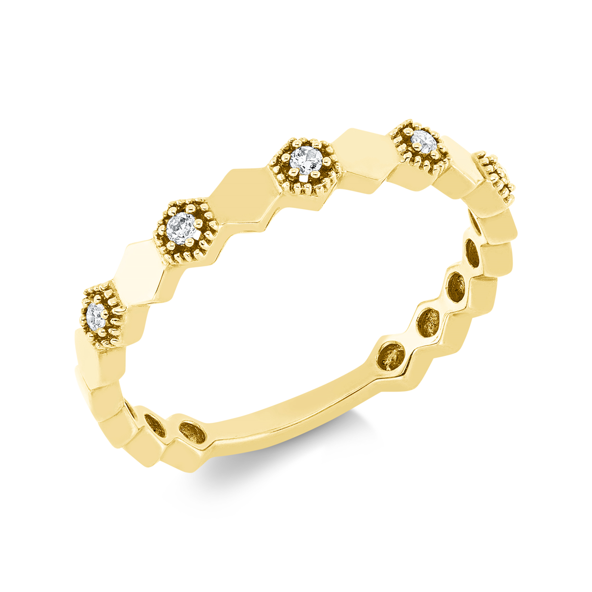 diamond full cut modern woman ring in yellow gold