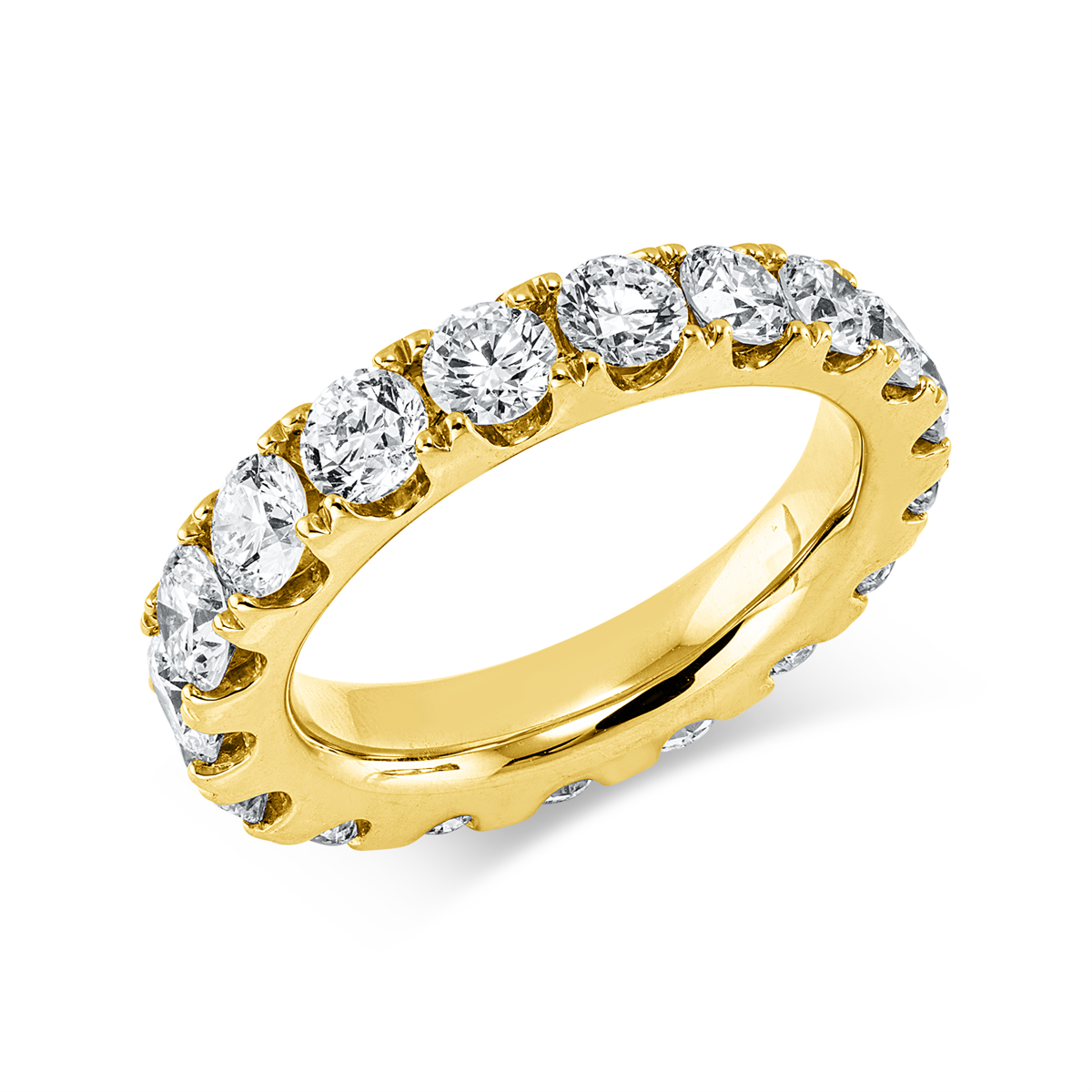 diamond full cut eternity full ring in yellow gold