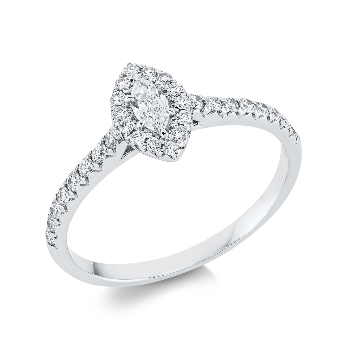 diamond full cut solitaire with accent stones ring in white gold