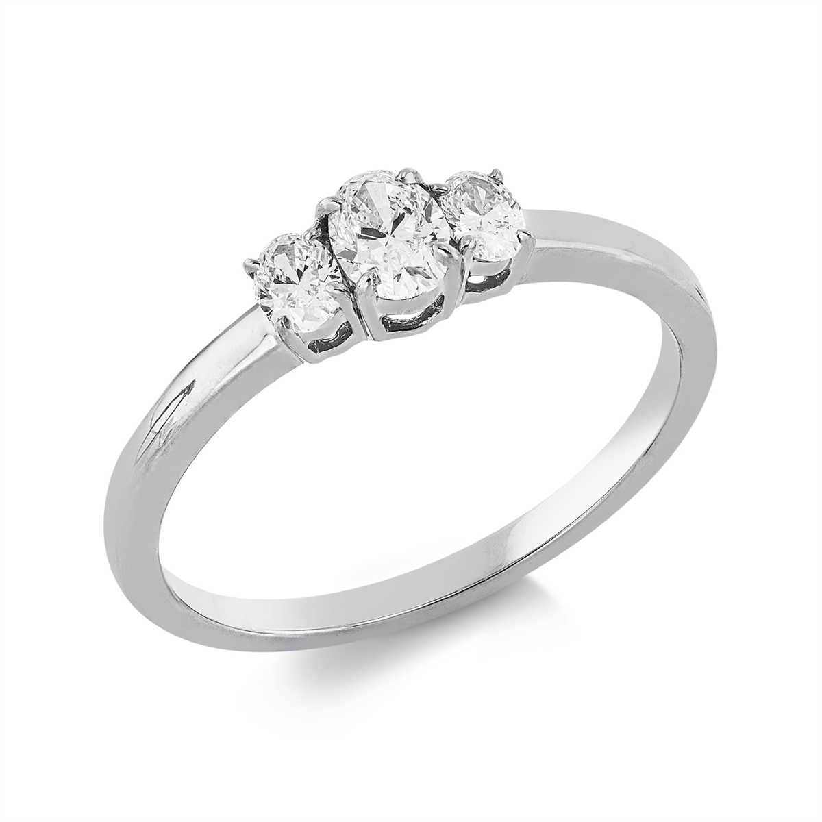 oval solitaire with accent stones ring in white gold
