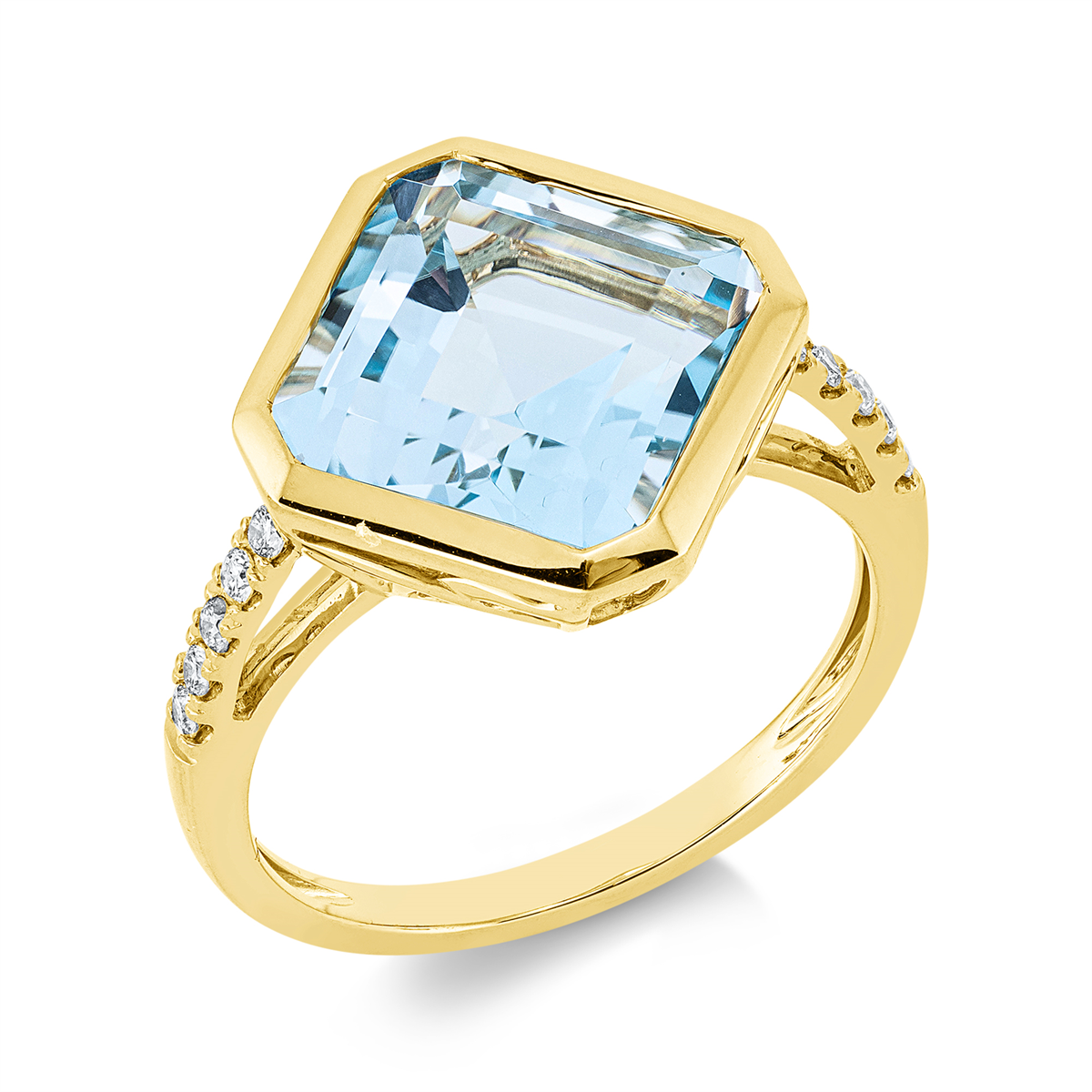 diamond full cut topaz colored stone fashion ring in yellow gold